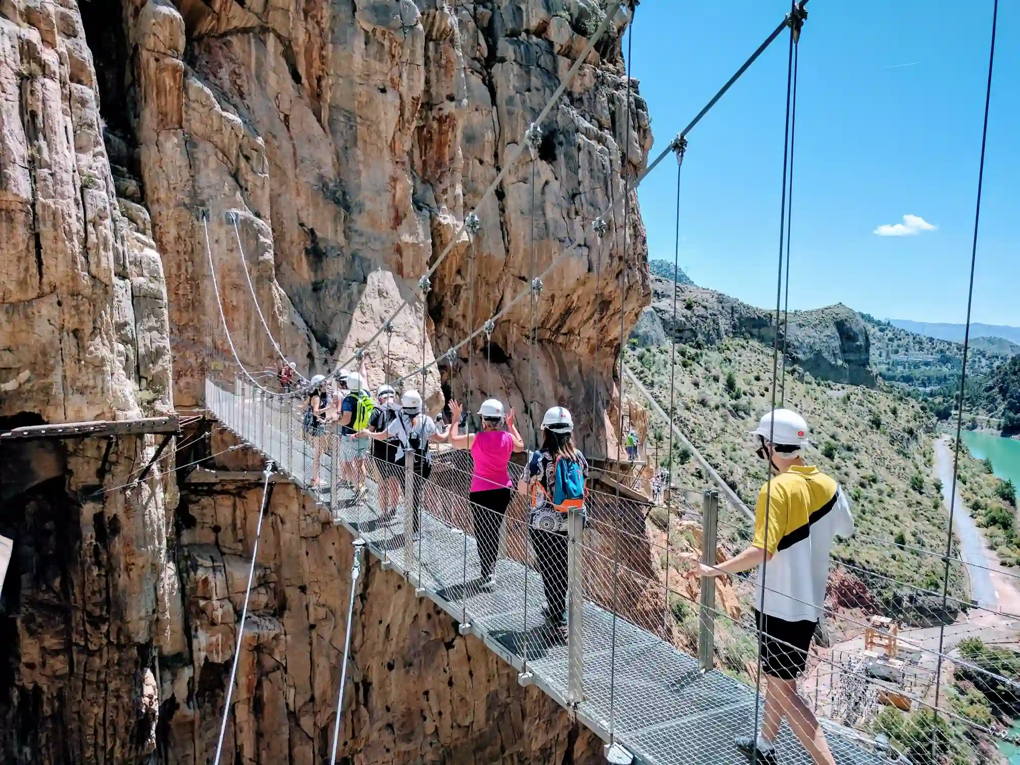 Hikers enjoying one of the best day tours from Malaga: the Caminito del Rey walkway