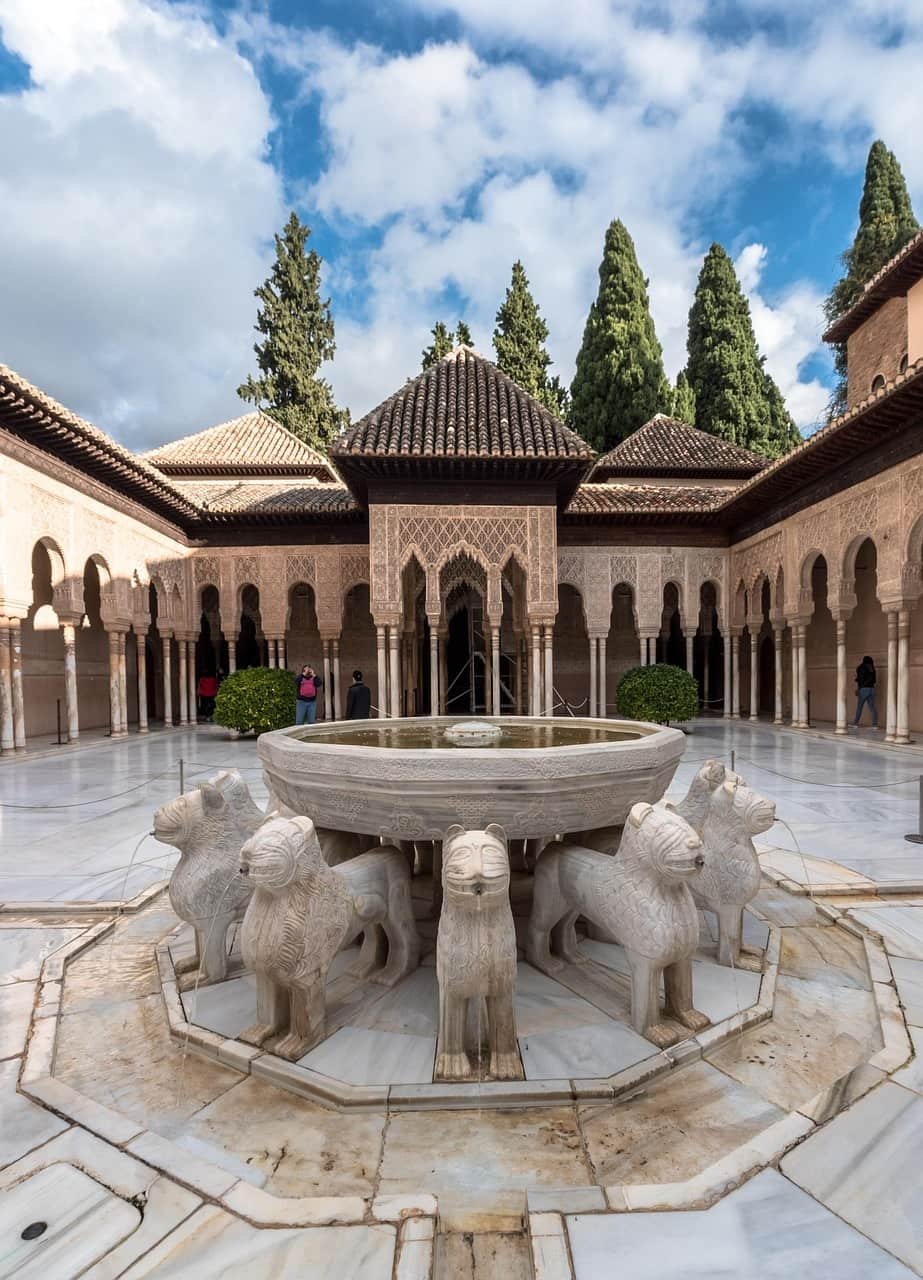 Court of the Lions inside the Nasrid Palaces of the Alhambra, Granada